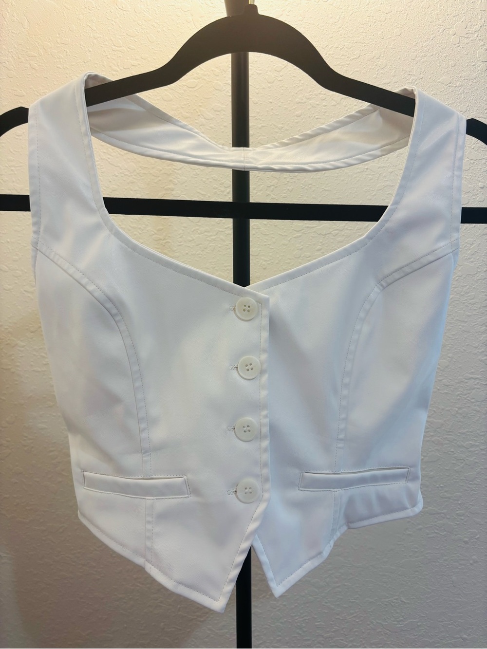 White Women's Button-Front Vest Top